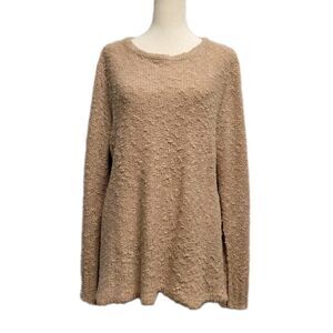 Coco & Carmen Dusty Rose Textured Chunky Knit Sweater Lace Up Back Size L/XL